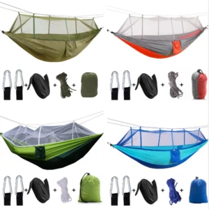 Portable Camping/garden Hammock with Mosquito Net Outdoor Furniture Portable Hanging Bed Strength Parachute Fabric Sleep Swing