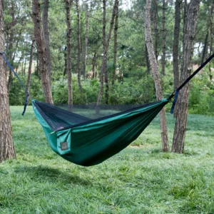 Single Size Outdoor Camping Sleeping Hammock 290x140cm with Mosquito Net Nylon Portable Comfortable Suspension Bed for Travel