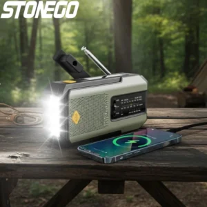 STONEGO Emergency Radio Solar Power Hand Crank Radio Global Receiver High Quality LED Torch Reading Light SOS Alarm 2000mAh