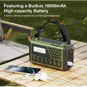 Crank Charging Emergency Radio with 10000mAh Power Bank, AM/FM/SW bluetooth speaker disaster Radio Solar Charge blackout Radio