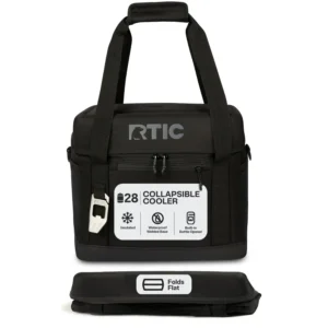 28-Can 27 Qt Collapsible Soft Cooler with Built-in Bottle Opener for Picnics, Beach Camping Black, Lightweight Leak-Resistant