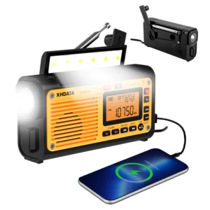 Emergency Crank Solar Radio XHDATA D608WB FM/AM/SW/NOAA Alert Portable Radio Charging 3000mAh Power Bank LED Flashlight Torch