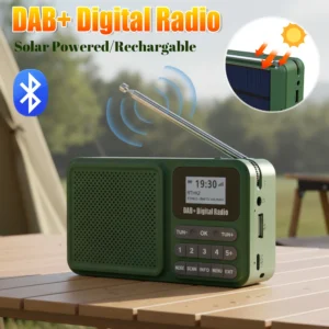 Portable DAB+ Digital Radio Bluetooth-Compatible Solar Powered/Rechargable FM Radio Supports U Disk TF Card MP3 Play Loudspeaker